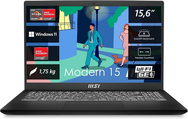 MSI Modern 15 B7M-284, Classic Black, Ryzen 5 7530